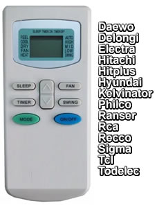 Control Remoto Original para Aire Acond. Rvf - Hitachi  Tcl  Delongi  Kelvinator  Hyundai -Sigma  Recco  Hitplus  Ranser  Philco  Rca  Daewo  Todelec  Electra
