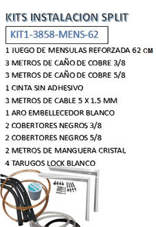 Kit Material para 1 Instalacion Completa Caos 3/8 y 5/8 con Mensula de 62 cm