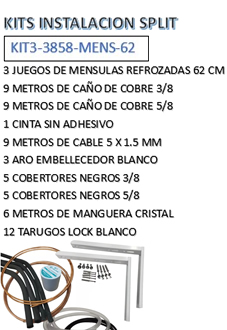 Kit Material Para 3 Instalaciones Completas Caos 3/8 Y 5/8 Con Mensulas 62 Cm