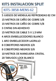 Kit Material Para 5 Instalaciones Completas Caos 3/8 Y 5/8 Con Mensulas 62 Cm