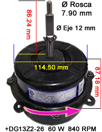 FORZADOR EXTERIOR SPLIT 60 W ---> DG13Z2-26 CAP 3 UF 840 RPM