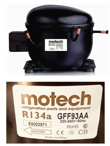 MOTOCOMPRESOR 1/3+ HP R134 / BLEND GFF93AA MOTECH=1390